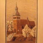 Intarsja przedstawiająca żniński Kościół pw. świętego Marcina